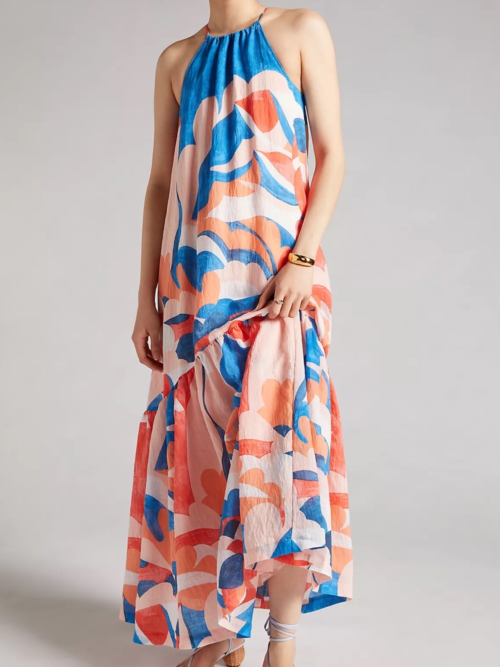 Anthropologie Maeve Abstract Halter Maxi Dress Size 1x